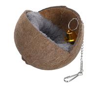 Levemolo Natural Coconut Shell Bird Nest House for Parrot and Small Pet Birds with Cozy Pad Curved Shape Safe Nesting Enhancing Snuggle Comfort Hanging Shelter or Small Animal Habitats