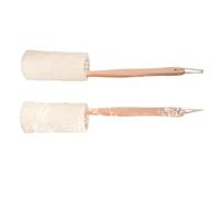 Levemolo Natural Loofah Bath Brush Suitable for Oily and Dry Skin for Bath Use with Long Wooden Handle for Effective Exfoliation and Fast Drying, Body Scrub Brush Size 36x10cm