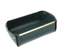 Levemolo Nordic Leather Sundries Tray for Watches and Keys, Practical Desktop Storage Tray with Alloy Edge, Elegant and Modern Design for Bedroom or Bathroom Use