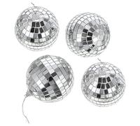 Levemolo Ornament Glass Classic Design and with Bright Reflection 4pcs Silver Mirror Balls for Themed Parties and Party Table Decorations