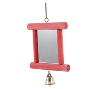Levemolo Parrot Cage with Red Wooden Mirror and Bell, Hanging Bird for Cockatiels and Parakeets, Interactive Bird Accessory for Cage Enrichment