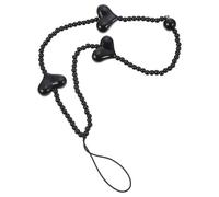 Levemolo Phone Heart Pendant Acrylic Mobile Phone Chain for Protective Wrist Carrying Black Heart Shape