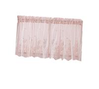 Levemolo Pink Lace Short Curtain 74x61cm Sheer Half Window Decorative Shade Lightweight Fabric for Kitchen Balcony Sun-proof Design