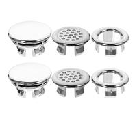 Levemolo Plastic Sink Overflow Covers Minimalist Style 6pcs Easy to Install and Replace, Silver Bathroom Accessory Ring for Washbasin and Washstand for Home Decoration