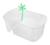Levemolo Plastic Turtle Tank with Basking Platform for Indoor Tortoise Habitat, Small White Tortoise Aquarium Box with Water and Land Area, Suitable for Turtle Feeding and Raising