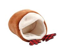 Levemolo Portable Plush Hamster Bed in Brown Mini Shoes Wrap Style Design, Provides Warmth and Comfort for Small Pets, for Cozy Indoor Sleeping and Nesting