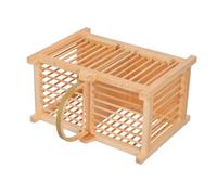 Levemolo Portable Wooden Cricket Cage for Small Pets Lightweight Nesting Habitat with Handle Easy to Clean Outdoor Carrier for Hamsters Grasshoppers Insects and Reptiles Decorative Natural