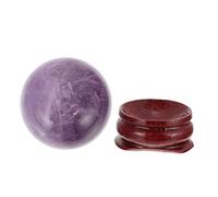 Levemolo Purple Amethyst Crystal Ball Decor Unique Simple and Generous Sphere Ornament with Wooden Base for Home or Office Desktop Decoration