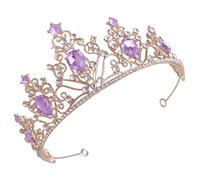 Levemolo Purple Rhinestone Wedding Tiara Crown and Brides, Zinc Alloy Material with Delicate Design, Easy to Put, for Weddings and Birthday Parties