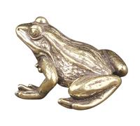 Levemolo Retro Brass Frog Statue Small and Lightweight Decorative Supply Unique Frog Tea Pet Ornament for Office Interior Decoration and Housewarming Gifts