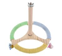 Levemolo Rotating Wooden Parrot Perch Stand with Spinning Windmill, Interactive Bird Cage Accessory for Budgies and Cockatiels, Green Blue Yellow Exercise Perches