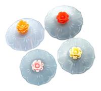 Levemolo Silicone Mug Lids Leak-proof with Heat Preservation Rose Pattern 4pcs Compatible with Plastic and Glass Cups