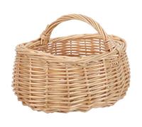 Levemolo Small Oval Wicker Basket with Handle Portable Rustic Storage Organizer for Wedding Flower Girl Easter Eggs Candy Market and Picnic Use