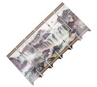 Levemolo Small Wooden Folding Screen Divider with Antique Chinese Lacquerware Finish, Decorative Mini Panel for Space Divider and Chinese Micro Scene, Rustic Coffee Colour