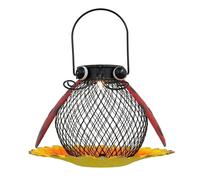 Levemolo Solar Bird Feeder with LED Hanging Light Iron Beetle Design Outdoor Garden Decor Solar Powered Wild Bird Feeders for Backyard and Patio Use