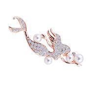 Levemolo Sparkly an Attractive Featuring a Delicate Mermaid Brooch Design with Rhinestone Corsage Pearl Breastpin, Crafted from Golden Alloy Accessory and for Clothing Bags