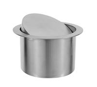 Levemolo Stainless Steel Embedded Trash Bin Lid Round Flip Cover 140mm Inner Diameter, Built-In Countertop Waste Chute for Kitchen and Bathroom
