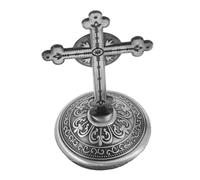 Levemolo Standing Metal Crucifix with Adhesive Base Vintage Cross Decor for Home Office Church Car Meaningful Religious Tabletop Ornament