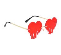 Levemolo Stylish Sunglasses Womens Heart-shaped Rimless Sunglasses with Metal Frame, Lightweight Design Fits Most Face Sizes, for Travel and Outdoor Activities in Vibrant Red Colour