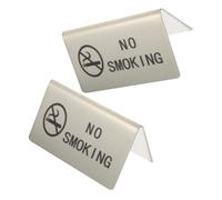 Levemolo Table Tent Signs for Offices and Restaurants Enforcing No- 2pcs Stainless Steel No with Sleek Minimalist Design, Easy to Understand Message