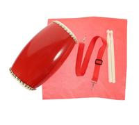 Levemolo Traditional Chinese Waist Drum 12cm Handheld Leather Percussion Instrument with Drumsticks, Strap, Scarf and 3-meter Silk Ribbon for Adults, Children, Folk Dance and Festival Use