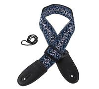 Levemolo Ukulele Comfortable Adjustable Shoulder in Cotton Genuine and Strap Style Leather Ukulele Sling Blue with Ethnic for Wear Length