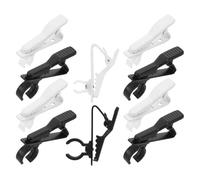 Levemolo Universal Microphone Clips 10pcs Replacement Lavalier Mic Clamps with 8.5mm Black and 6mm White Collars Small Mic Mount Holders for Recording Streaming Public Speaking