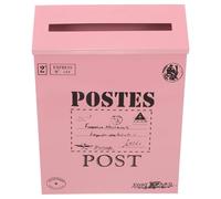 Levemolo Vintage Iron Mailbox Wall Mounted Easy to Install Iron Suggestion Box Simple Style Pink for Companies Institutions