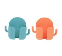 Levemolo Wall Mounted Phone Charging Rack and Remote-control Holder, No-drill Bedroom Organizer for Mobile Phones and Controllers, 2pcs Navy Blue and Orange Storage Shelves for Electronics Accessories