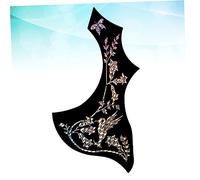 Levemolo Wing Shaped Guitar Pickguard Self-adhesive Pvc Pick Guard with Colorful Flower and Bird Pattern for Acoustic Guitar Scratch Protection, Black Base, 1 Piece