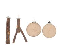 Levemolo Wood Parrot Stand Multi-branch Perch with Swing and Claw Grinding Bath Sticks for Large Birds Natural Wood Platform Foot Exercise and Interactive Play in Bird Cages