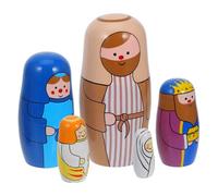 Levemolo Wooden Russian Nesting Dolls Set, Hand-painted Stackable Family Matryoshka Craft, Khaki Color Traditional Decor and Collectors