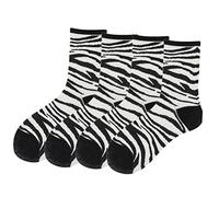 Levemolo Zebra Print Cotton Socks 2 Pairs Middle Calf Socks for Women Girls | Novelty Animal Pattern, School or Home Wear, Wild Animal Theme Socks Women, Middle Tube Socks