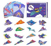 Leven DIY Paper Airplane Book, 16 Creative Folding Paper Planes with 48 Sheets of Colorful Origami Paper, Arts & Crafts Kit with Video Tutorials - Gifts for Boys and Girls Ages 6-12+ 11 * 8.3 inches