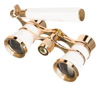 Levenhuk Broadway 325E 3x25 Compact Lightweight Elegant Opera Glasses - Vintage Lorgnette Theatre Binoculars with Adjustable Telescopic Handle, White