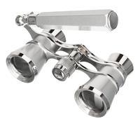 Levenhuk Broadway 325E 3x25 Compact Lightweight Elegant Opera Glasses - Vintage Lorgnette Theatre Binoculars with Adjustable Telescopic Handle, Silver