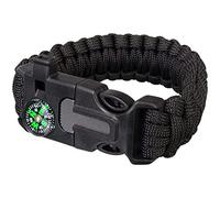 Levenhuk LabZZ FL5 5 in 1 Tourist Bracelet with Flint, Firesteel, Rope, Compass, and Whistle, Black