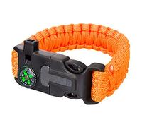Levenhuk LabZZ FL5 5 in 1 Tourist Bracelet with Flint, Firesteel, Rope, Compass, and Whistle, Orange