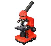Levenhuk Rainbow 2L Orange Kids Home Lab STEM Kit with 400x Portable Biological Microscope, Full-Colour Illustrated Experiment Guide, Prepared Samples and Scientific Tools, Red (EN)