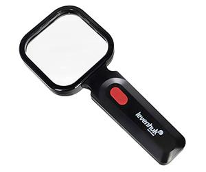 Levenhuk Zeno Read ZR10 Lightweight Handheld Black Magnifier with LED Light, Adjustable Inclination Angle and 2x / 6x Magnification