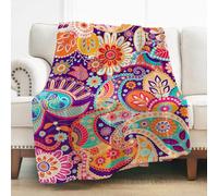 Levens Bohemia Theme Blanket Gifts for Women Girls Boys, Boho Floral Print Decoration for Home Bedroom Living Room All Seasons, Soft Comfort Smooth Lightweight Throw Plush Blankets Red 50"x60"