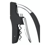 BarCraft Deluxe Corkscrew, Wine Bottle Opener with Built-in Foil Cutter, Black & Chrome