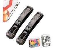 Lever Clamp Dispenser | 100 Clips Included, Reusable | 2 Piece Stapler Binder Clips Paper Fixing - For Classrooms, Homes, Study Spaces, Meeting Places,