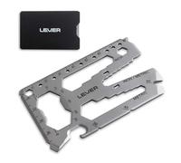 Lever Gear Toolcard Pro - 40 in 1 Credit Card Multitool. Sleek Minimalist Stainless Steel Wallet Card - Silver