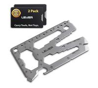 Lever Gear Toolcard Pro - 40 in 1 Credit Card Multitool. Slim, Minimalist Survival Card Wallet Tool Card. TSA Approved Multitool Card Pocket Tool. (Silver, 2-Pack)