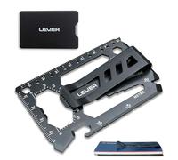 Lever Gear Toolcard Pro with Money Clip - 40 in 1 Credit Card Multitool. Sleek Minimalist Stainless Steel Wallet Card and Money Clip - Black