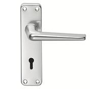 Lever Latch (Face Fix) on Short Backplate Door Handle (Pair) - Finish - Satin Anodised Aluminium (SAA)