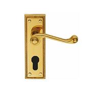Lever Lock Euro 47.5c/c Door Handle (Pair) - Finish - Polished Brass(PB)