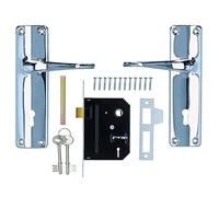 Lever Lock Set Lockable Door Handle Handles with 2 Keys + Chrome Finish 1pk