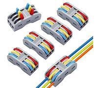Lever Nut Wire Connectors, Yeelua 16 Pcs Conductor Compact Wire Connectors, 3 Way 6 Port Quick Splicing Connector, Electrical Push Cable Clamp Terminal Block Spring Connectors (Multicolor Lever)